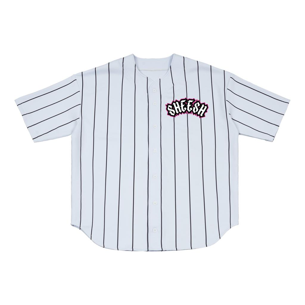 SHEESH WMNS Super Logo Pinstripe Baseball Jersey