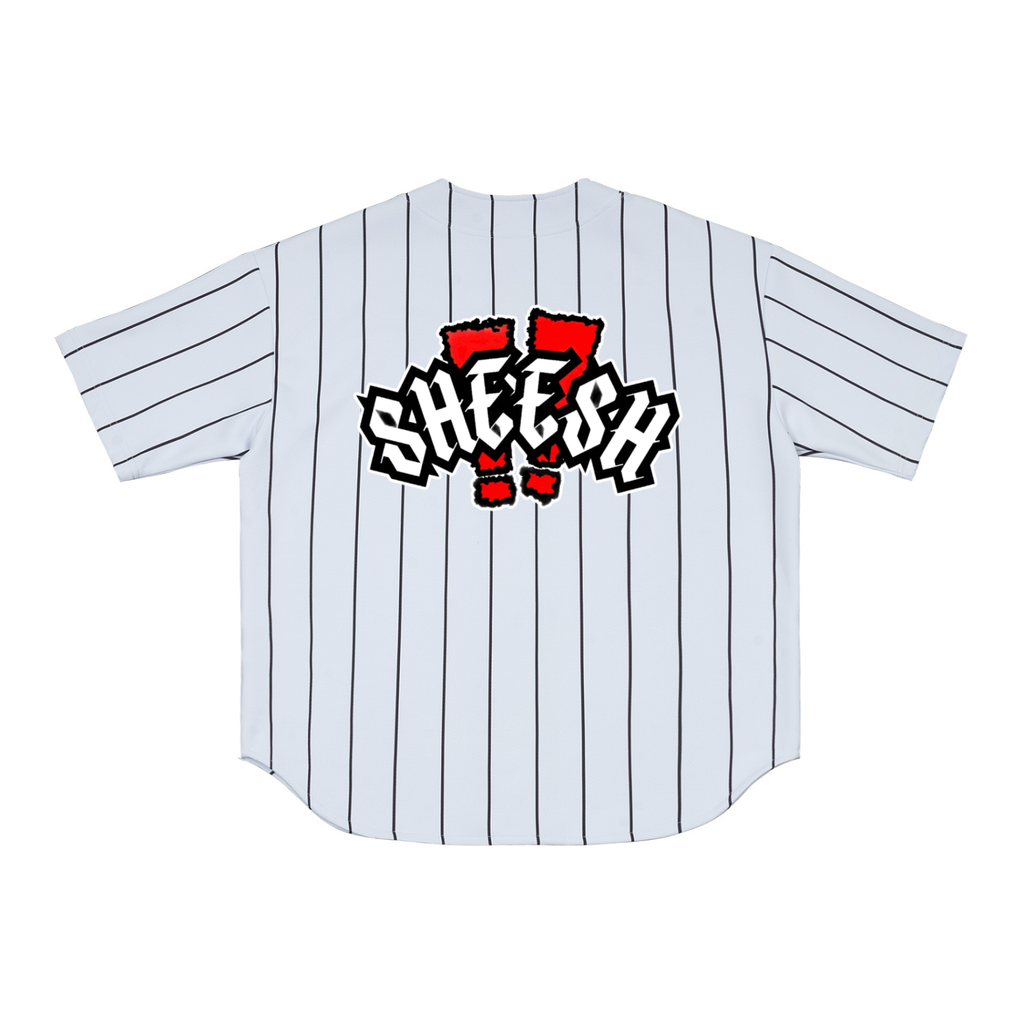 SHEESH Super Logo Pinstripe Baseball Jersey